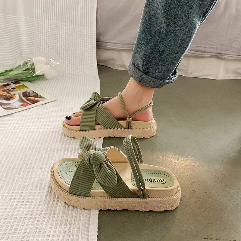 Damen bequeme Sandalen mit dekorativem Schleifen-Design und rutschfester Sohle R&B