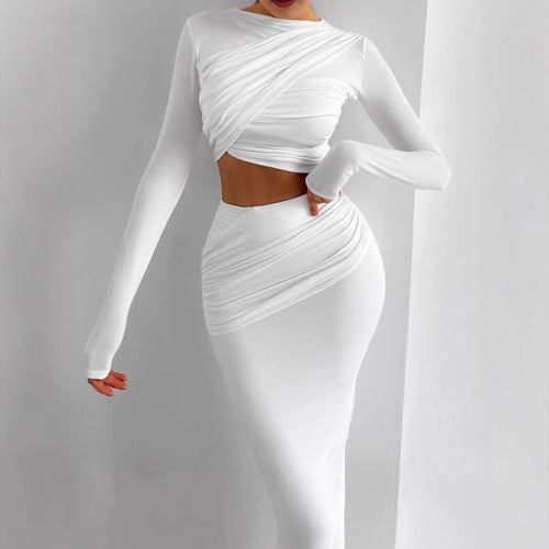 Damen Elegantes Wickelkleid mit langen Ärmeln und figurbetontem Schnitt R&B
