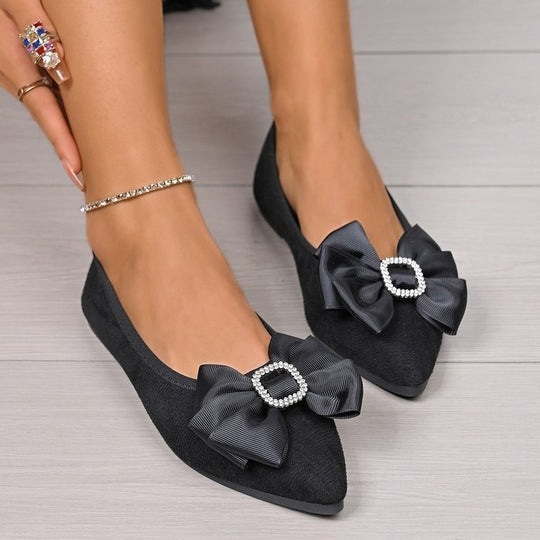 Damen elegante Ballerinas mit glamouröser Schleifen-Applikation R&B