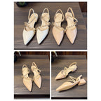 Damen elegante Slingback Ballerinas mit spitzem Design und modischen Nieten R&B