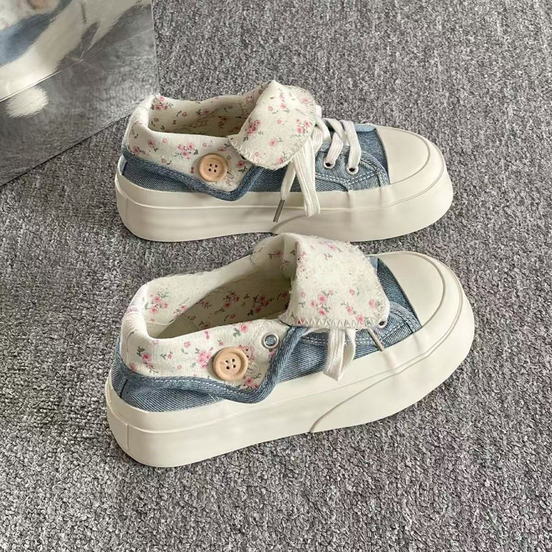 Damen Modische Sneakers mit besonderen Knopf-Details und verspieltem Karomuster R&B