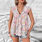 Damen Bluse mit floralem Design und voluminösen Ärmeln R&B