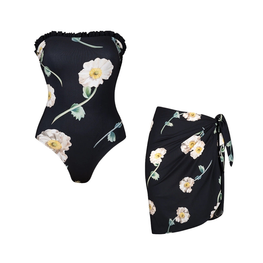 Damen Einteiler Badeanzug mit floralem Rüschendetail R&B