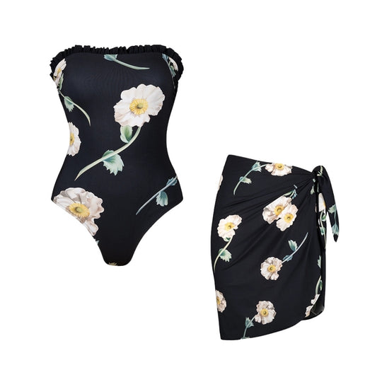 Damen Einteiler Badeanzug mit floralem Rüschendetail R&B