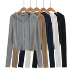 Damen lässiger Strickzipper mit Kapuze