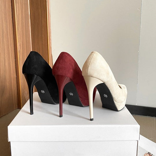 Damen elegante Pumps mit plateauförmiger Sohle R&B
