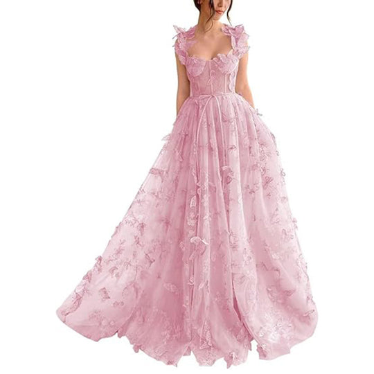 Damen Elegantes Maxikleid mit floralem Spitzenbesatz und transparenter Hülle R&B