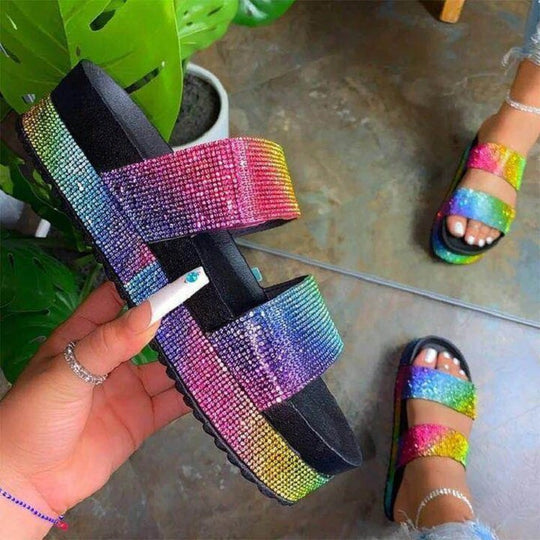 Damen Glamouröse Komfortsandalen mit Strassverzierungen R&B