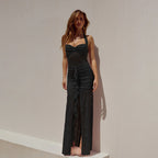 Damen Elegantes und figurbetontes Spitzenkleid mit schicker Raffung und feinen Trägern EB