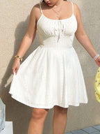 Damen Sommerliches Blütenmuster-Kleid mit Taillenband und Spitzenelementen R&B