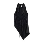 Damen asymmetrisches Satin Kleid R&B