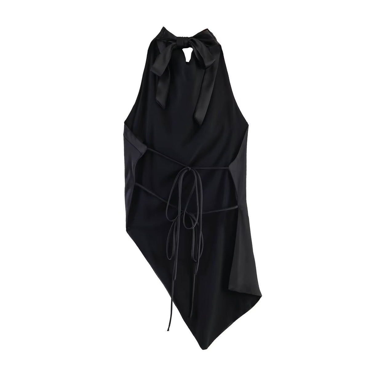 Damen asymmetrisches Satin Kleid R&B