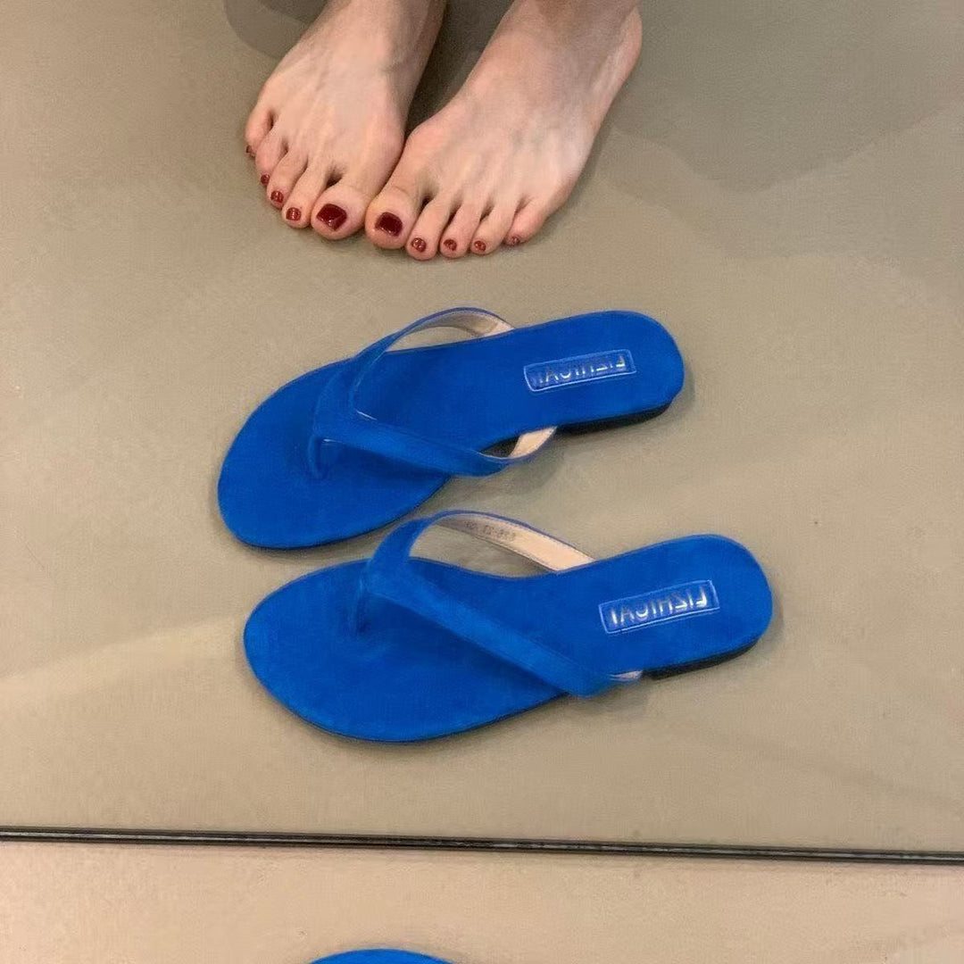 Damen Zehentrenner aus weichem Veloursleder mit ergonomischem Fußbett R&B