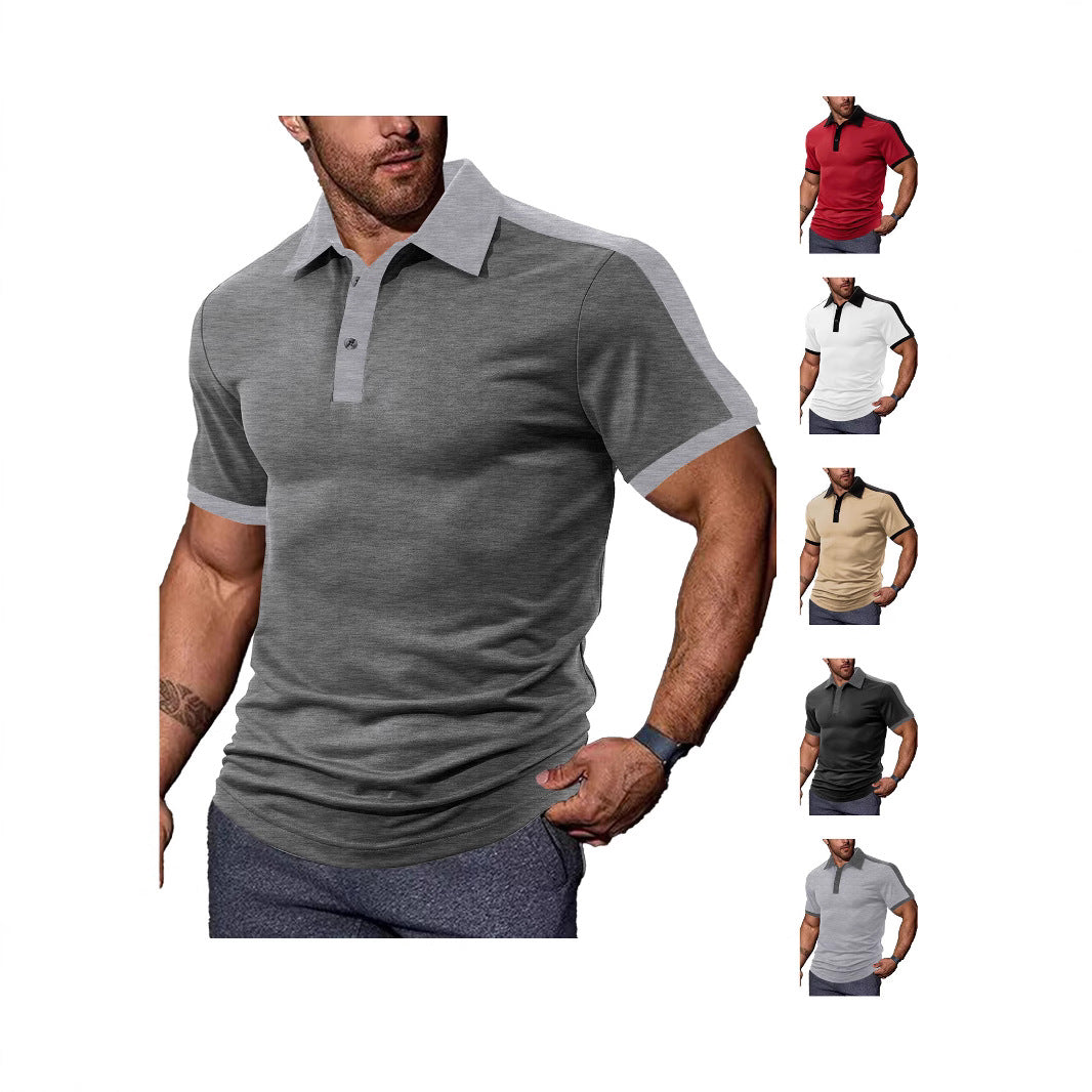Herren nan figurnahes Kontrast-Poloshirt mit Schulterpasse und Hemdkragen R&B