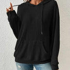 Damen Lässiger Kapuzenpullover mit Rippstruktur und praktischer Kängurutasche R&B