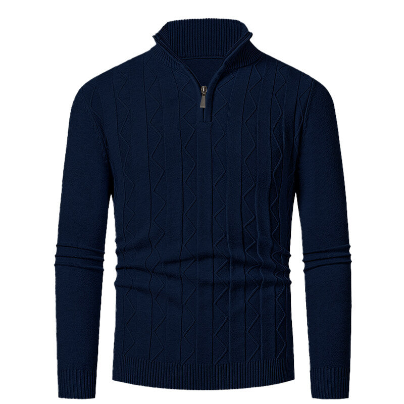 Herren Strickpullover mit stylischem Reißverschluss und Zopfmuster R&B
