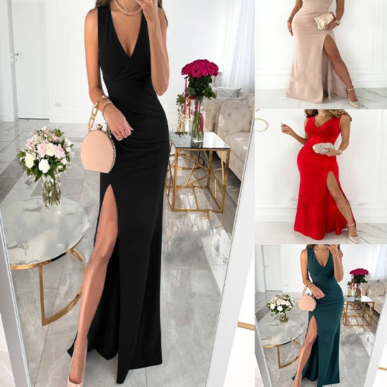 Damen elegantes Abendkleid mit hohem Schlitz R&B