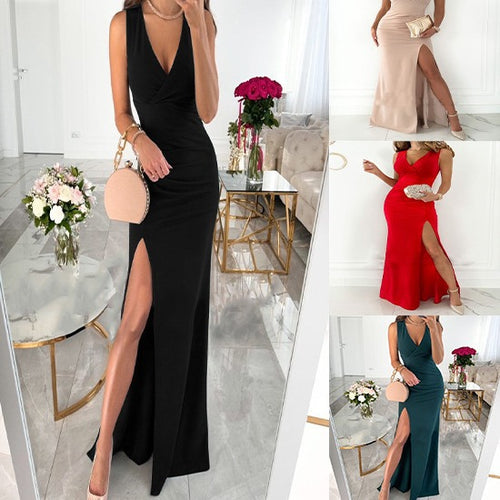 Damen elegantes Abendkleid mit hohem Schlitz R&B