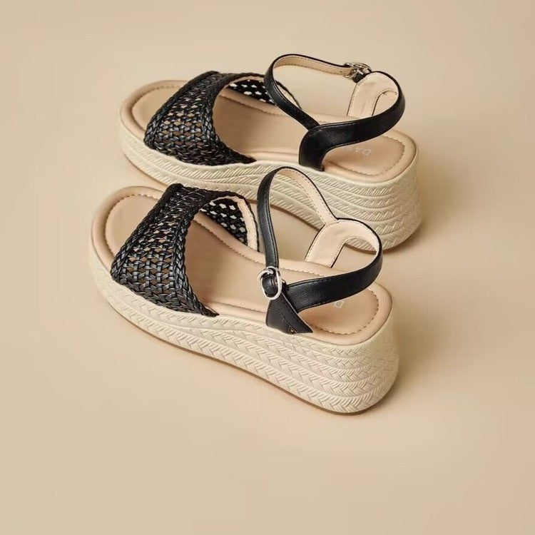 Damen Wedge-Sandalen mit elegantem Riemchen und luftiger Netzstruktur