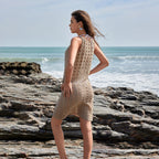 Damen figurbetontes Netzkleid mit raffiniertem Muster R&B