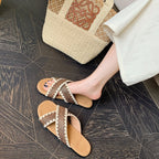 Damen Komfortable und stilvolle Zehentrenner-Sandalen mit raffinierter Faltentechnik R&B