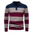 Herren Langarm-Polo-Shirt mit modischem Streifendesign