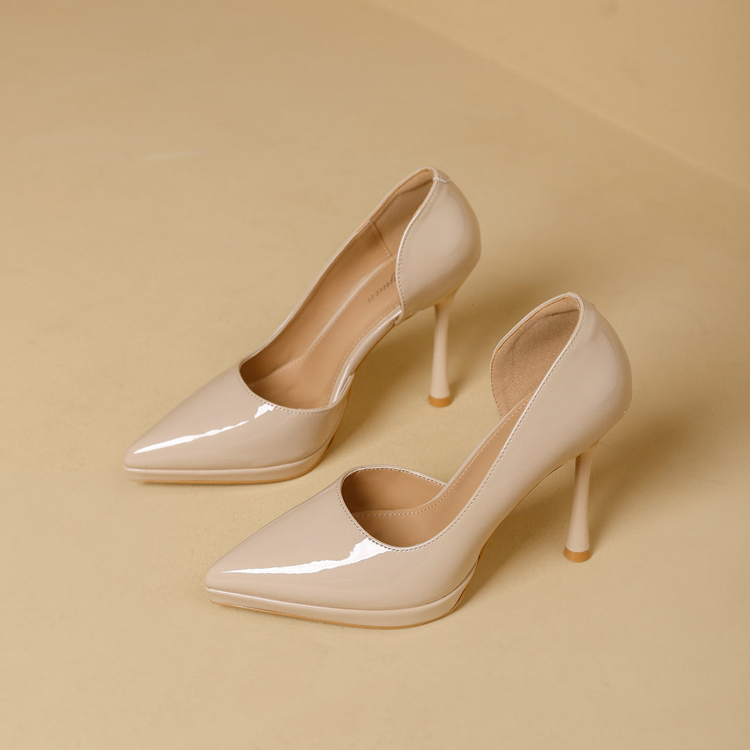 Damen elegante Stiletto-Pumps mit seitlichem Cut-Out und glänzender Oberfläche R&B