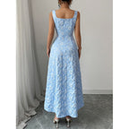 Damen Elegantes Maxikleid mit floralem Stickdesign und A-Linien Schnitt R&B