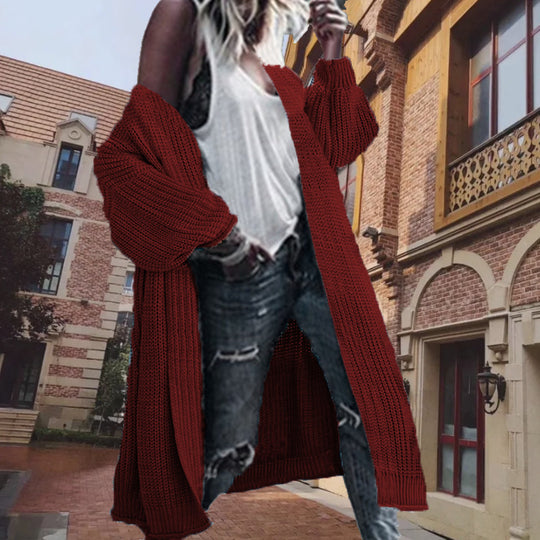 Damen Grobstrickjacke mit weit geschnittenen Ärmeln und offenen Vorderseite R&B