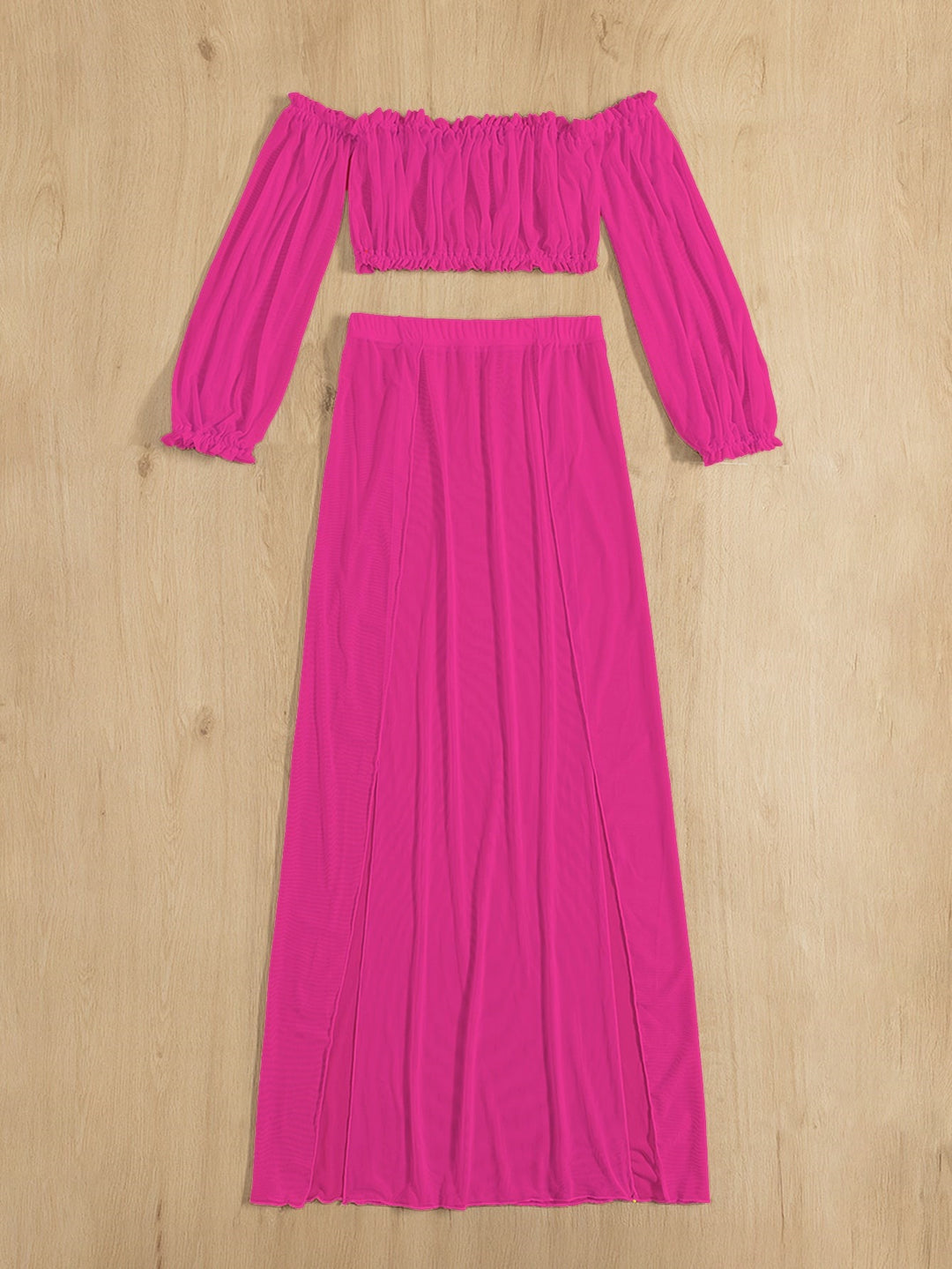 Damen Elegantes Strandkleid mit schulterfreiem Design und tiefen Seitenschlitzen R&B