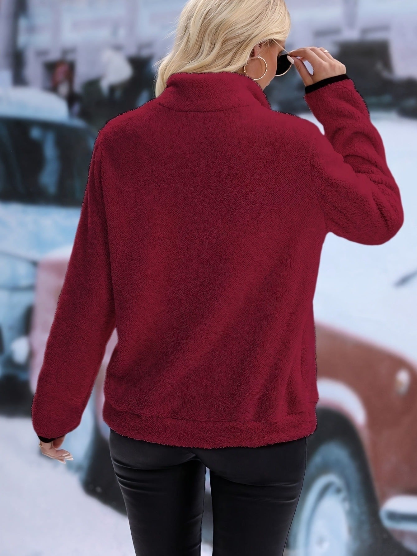 Damen Fleece Pullover mit halbem Reißverschluss R&B
