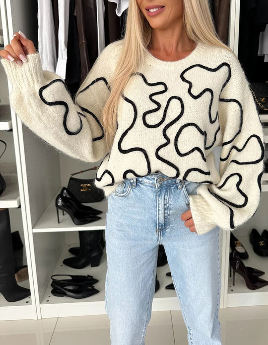 Damen kuscheliger Strickpullover mit kreativem Muster R&B