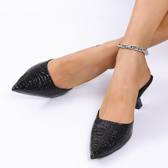 Damen elegante Mules mit komfortablem Blockabsatz R&B