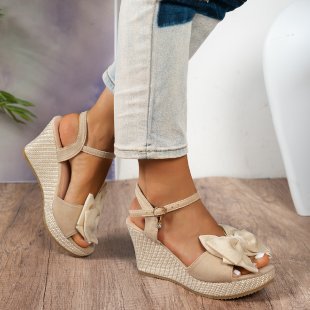 Damen Wedge-Sandalen mit dekorativem Schleifendetail R&B