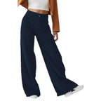 Damen Weit geschnittene Stoffhose mit eleganten Taschen R&B
