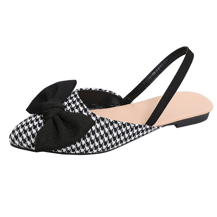 Damen Slingback-Clogs aus Check-Stoff mit eleganter Schleifenapplikation R&B