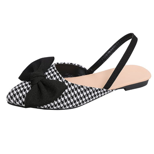 Damen Slingback-Clogs aus Check-Stoff mit eleganter Schleifenapplikation R&B