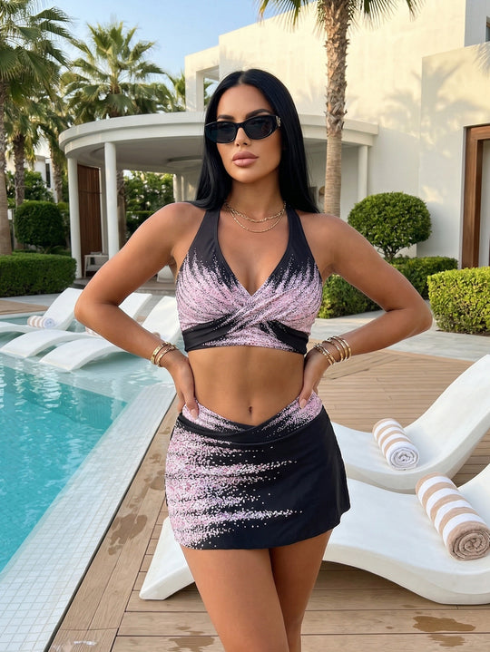 Damen Bikini-Set mit elegantem Wickelrock und aufregendem Oberteil R&B