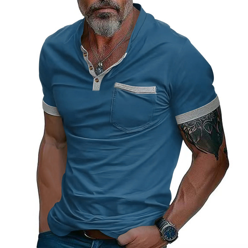 Herren Poloshirt mit modischem Kragen und Brusttasche