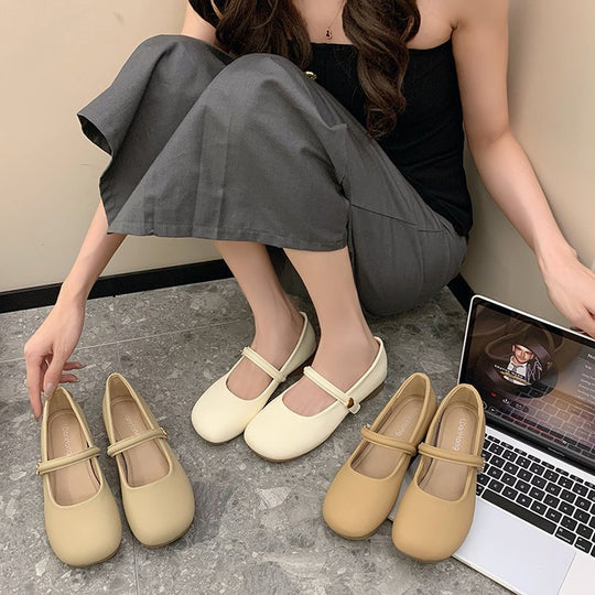 Damen Ballerina-Schuhe mit verstellbarem Riemchen und komfortablem Fußbett R&B