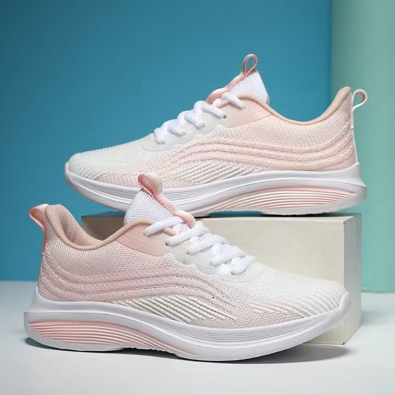 Damen Leichte Fitness-Sneaker mit atmungsaktiver Strick-Oberfläche und stoßdämpfender Sohle R&B