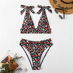Damen Triangel-Bikini mit verstellbaren Schulterdetails und floralem Muster R&B