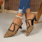 Damen elegante Slingback-Pumps mit Animal-Print und modischem Absatz