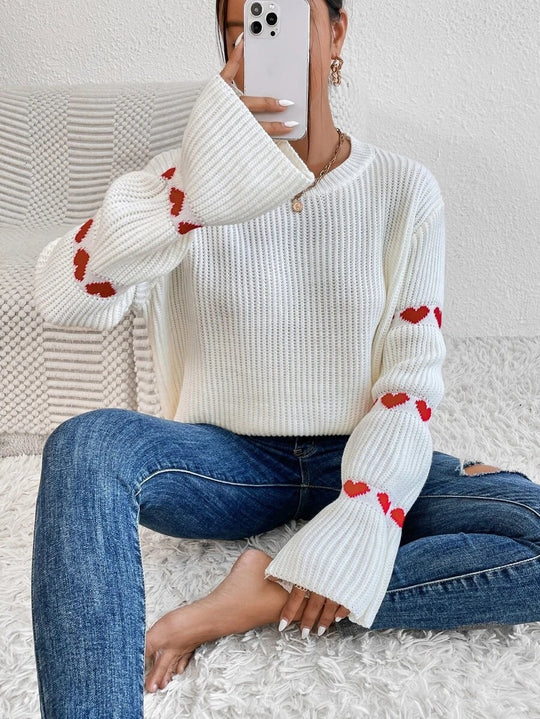 Damen Pullover mit romantischem Herzdesign R&B