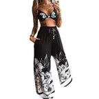 Damen Zweiteiliges Set mit floralem Butterfly-Muster und elastischem Taillenbund R&B