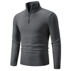 Herren eleganter Strickpullover mit Stehkragen und Reißverschluss R&B