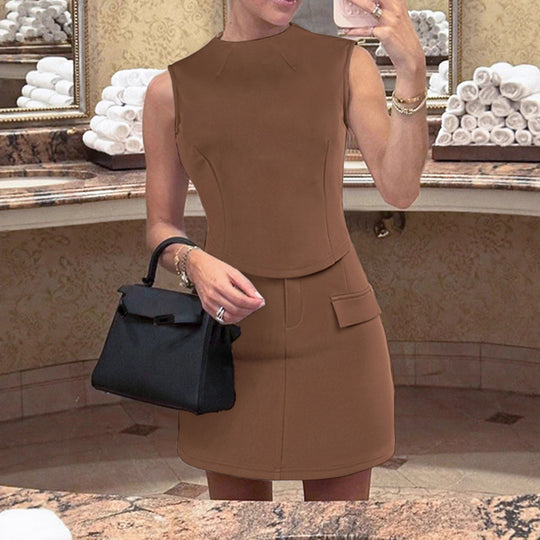 Damen figurbetontes Mini-Kleid mit praktischen Taschen und elegantem Gürtel R&B