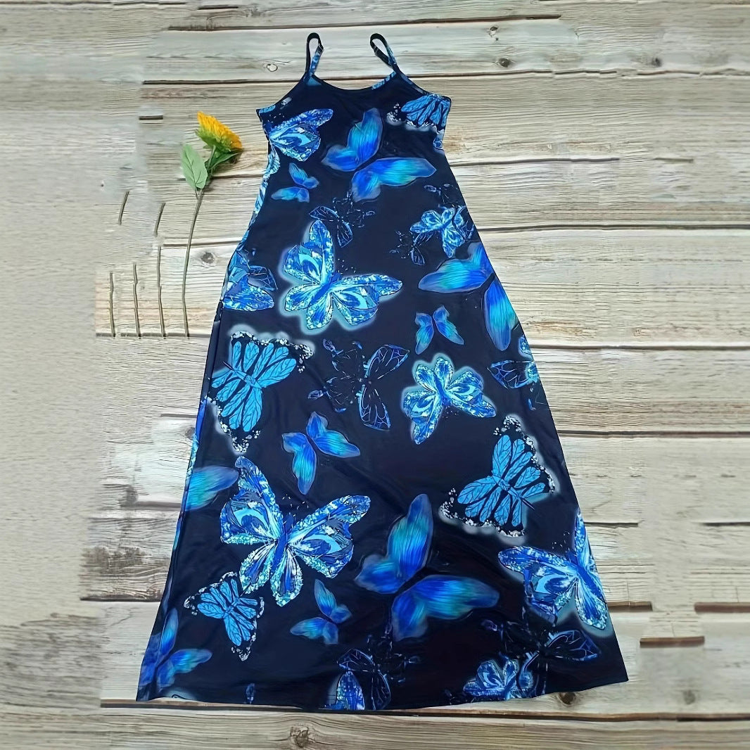 Damen Maxikleid mit schimmerndem Schmetterlingsdesign und praktischen Taschen R&B