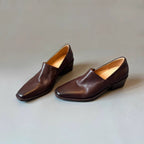 Damen elegante Loafer mit feinem Leder und komfortablem Blockabsatz R&B