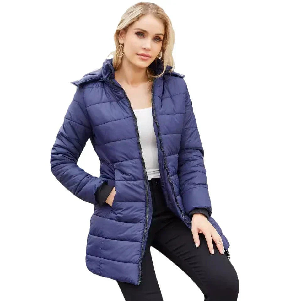 R&B | Pufferjacke - Gefüttert - Abnehmbare Kapuze - Gerippte Bündchen - Mittellange Passform